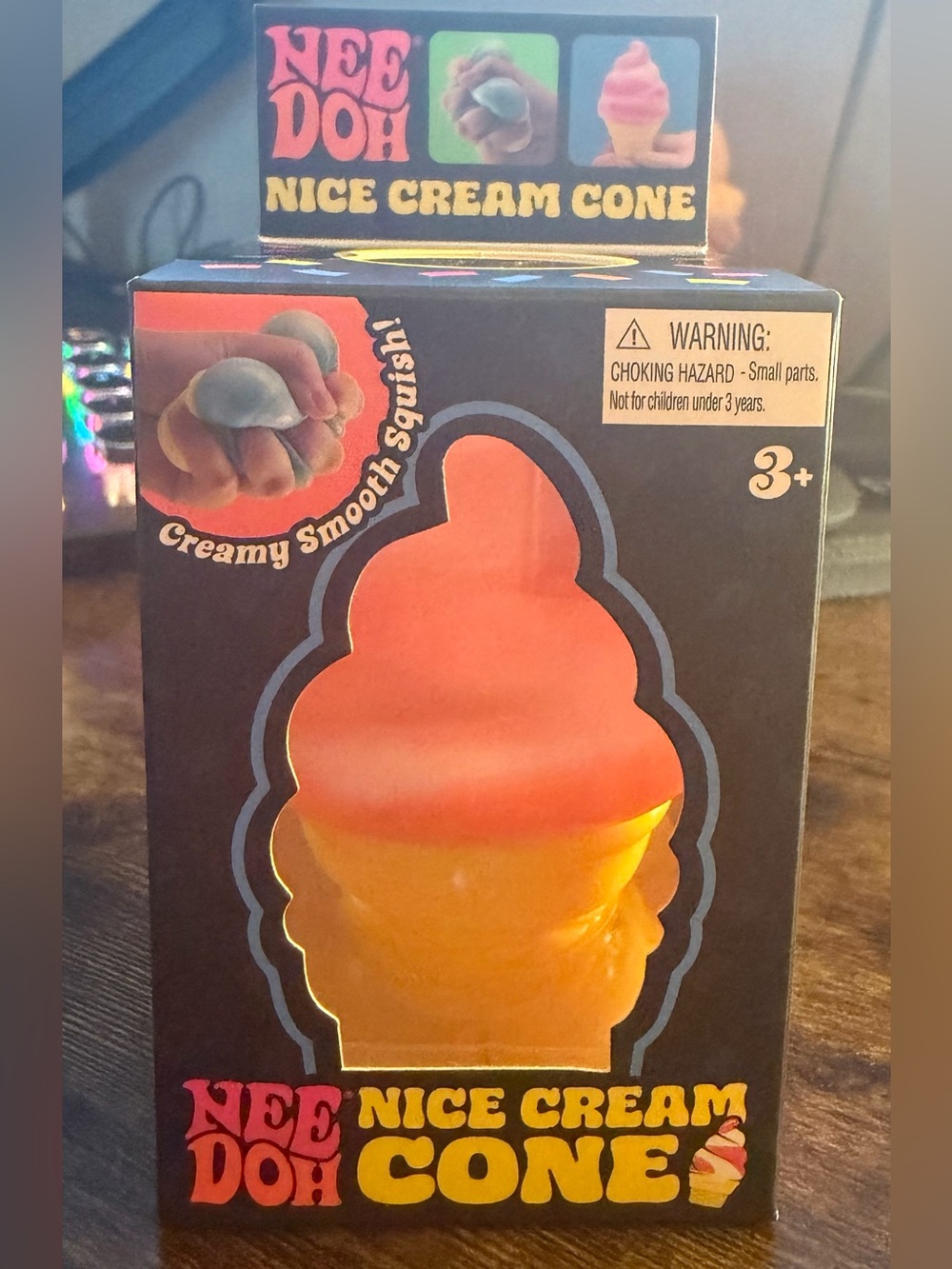 NeeDoh Nice Cream Cone Squishy Toy - Orange & Yellow